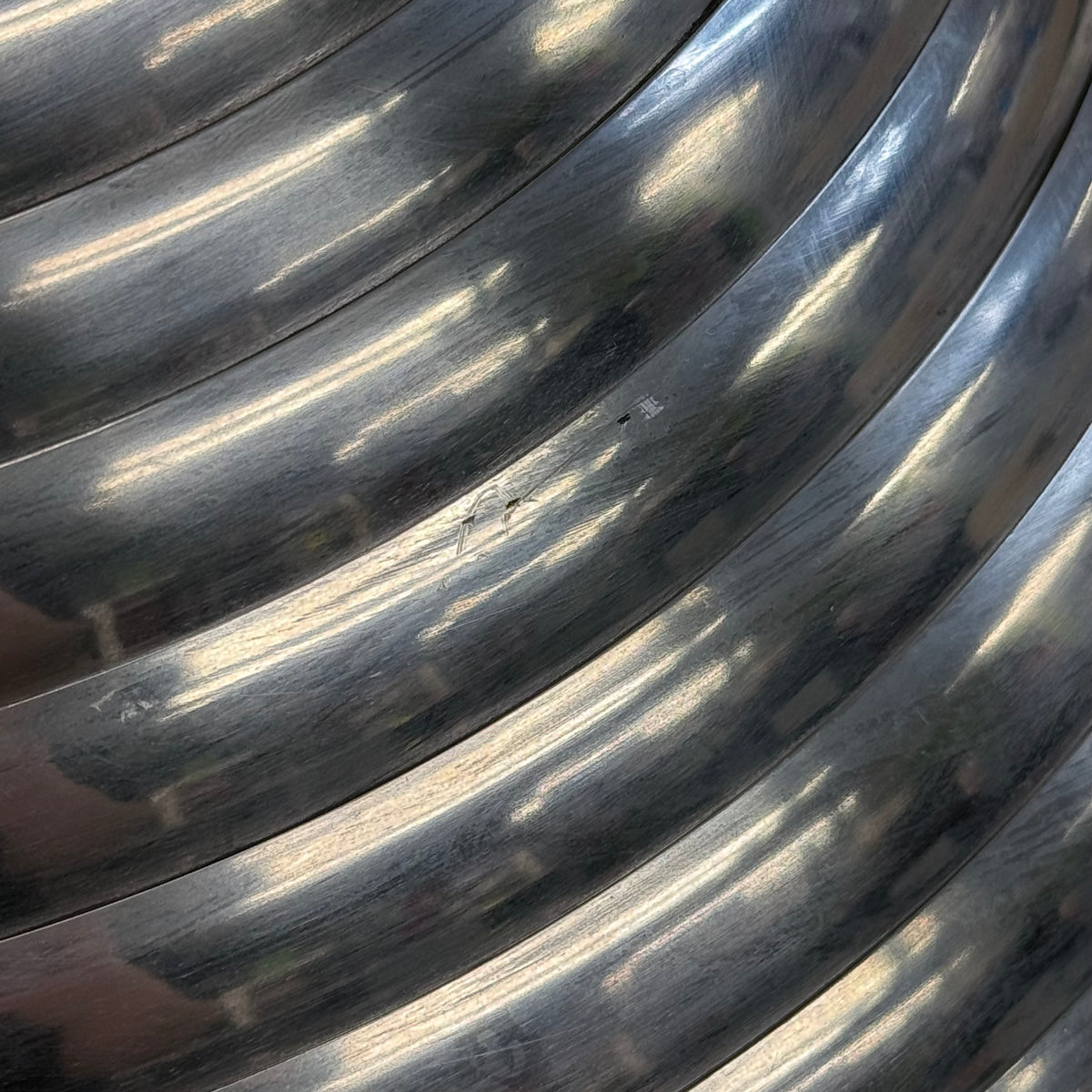 Ribbed Metal Bowl Large Centerpiece 18”