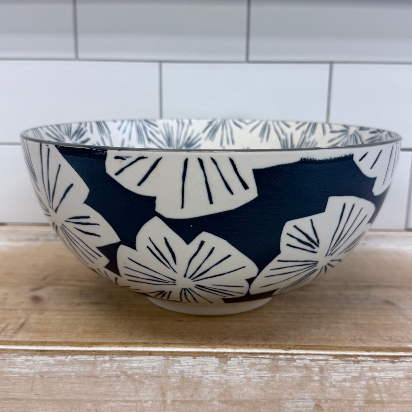 Crate & Barrel Mai Floral Ceramic Serving Bowl