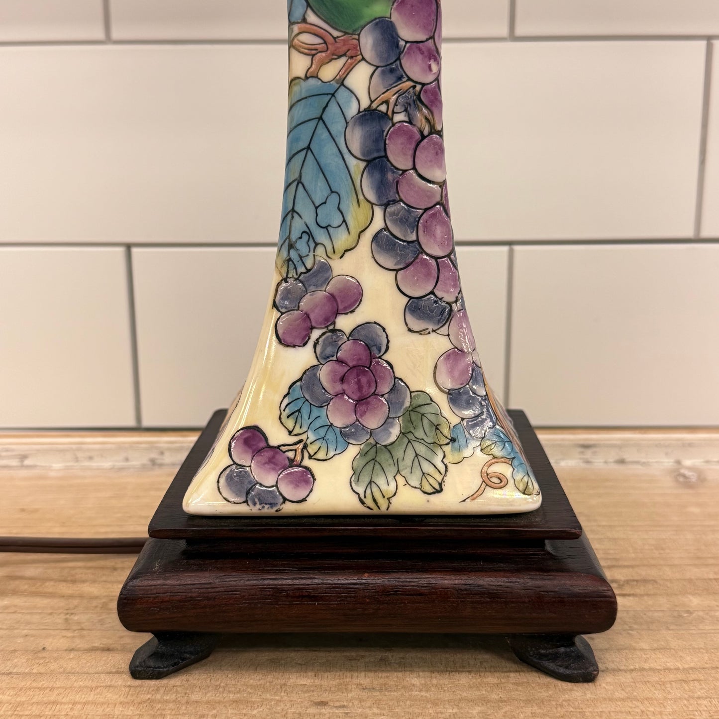 Chinoiserie Style Ceramic Table Lamp Fruit Motif