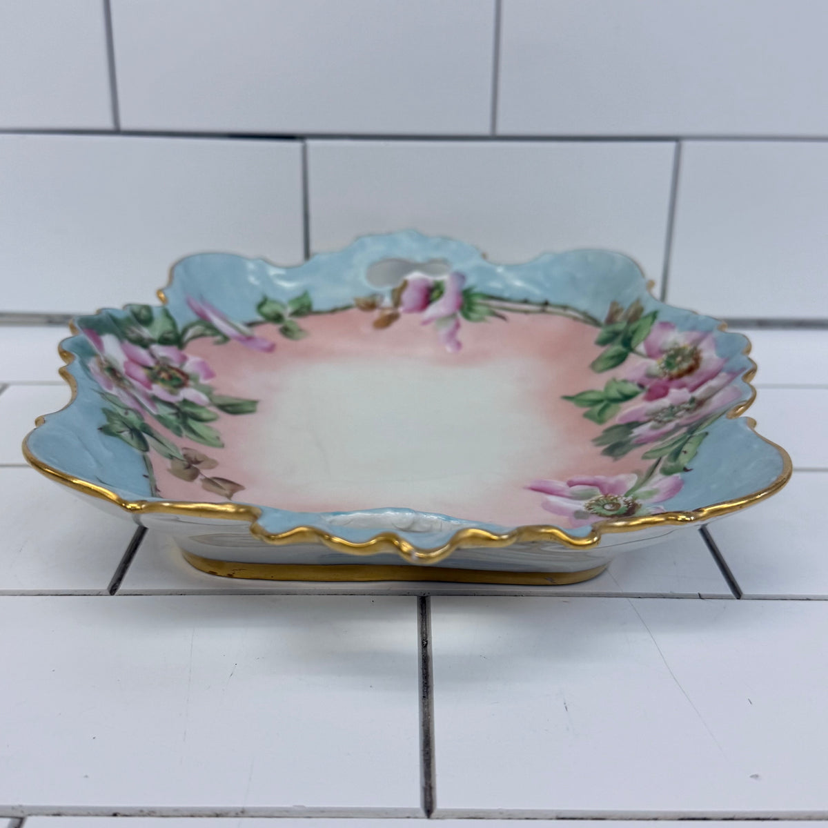 Antique Fürstenberg Brunswick Floral Porcelain Tray Gilt 1920s