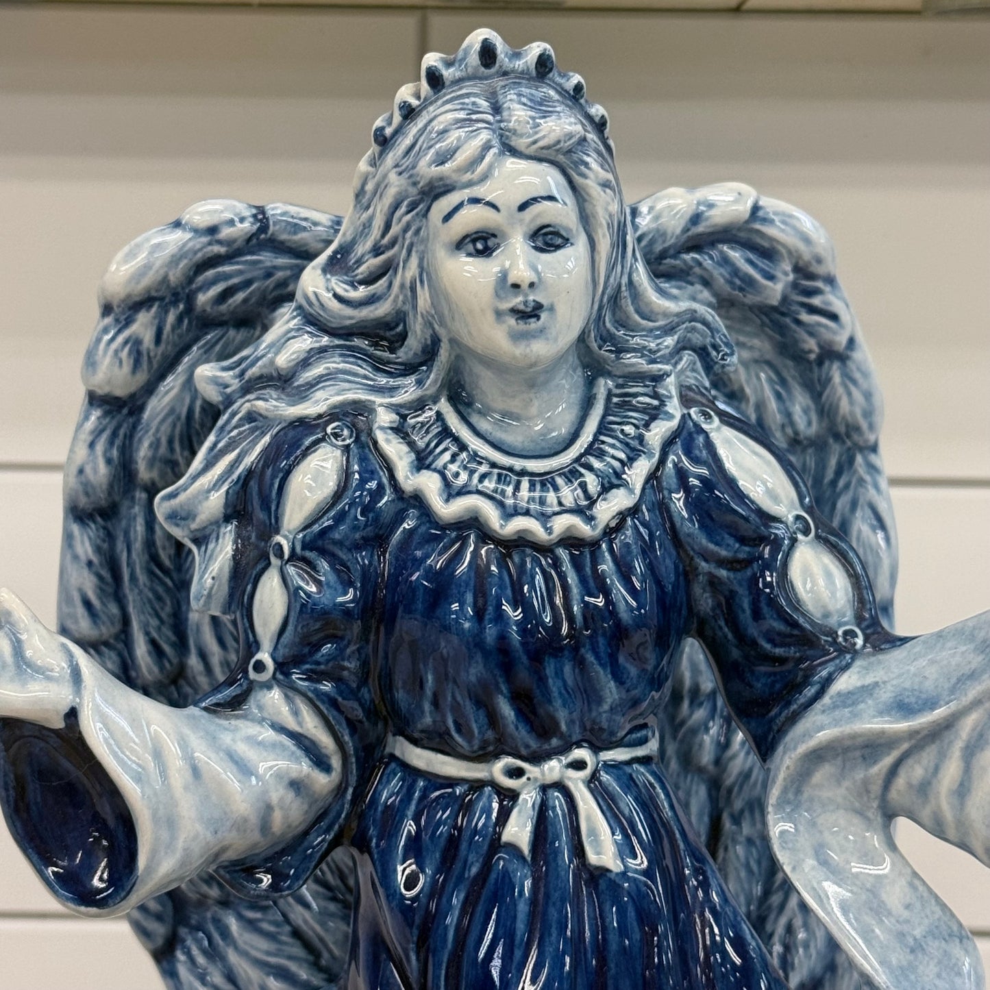 Delft Holland Angel Figurine #1610 Signed Hand Painted Ceramic