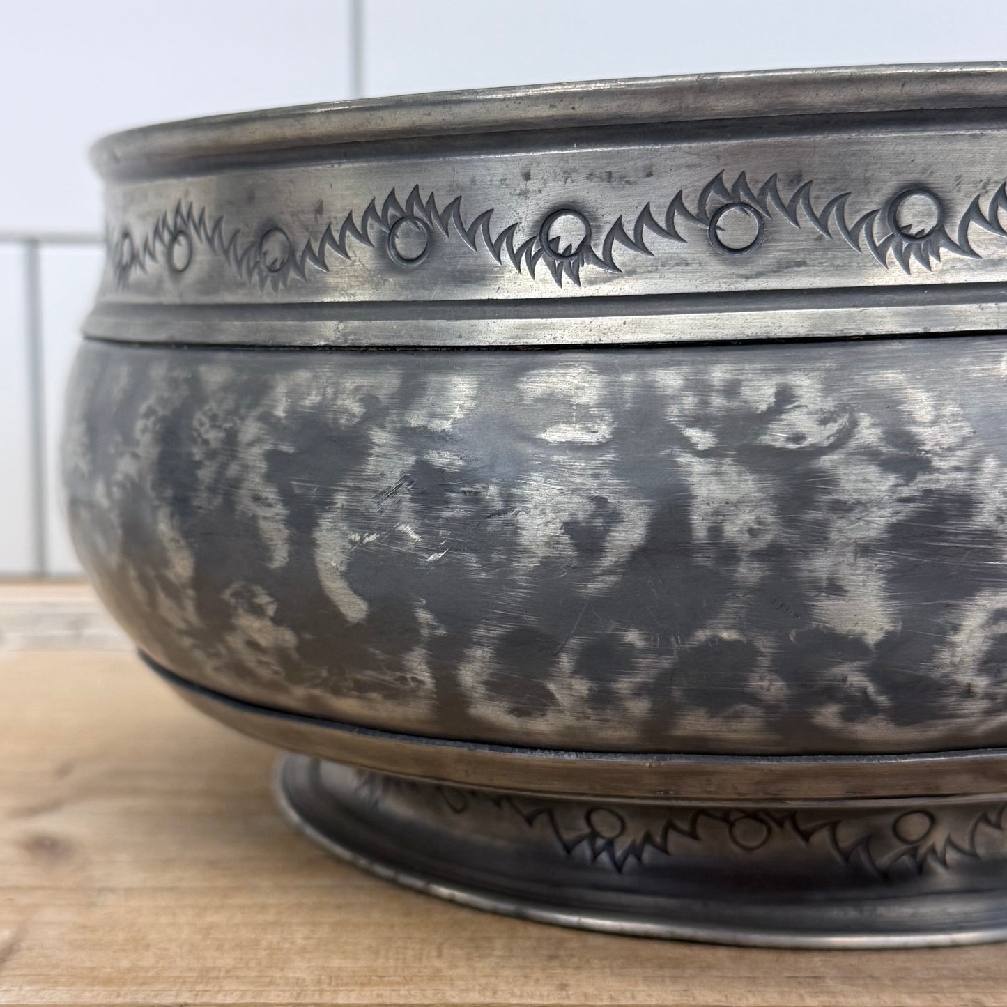 Trond Tinn Norway Pewter Punch Bowl & 8 Cups Set 1971