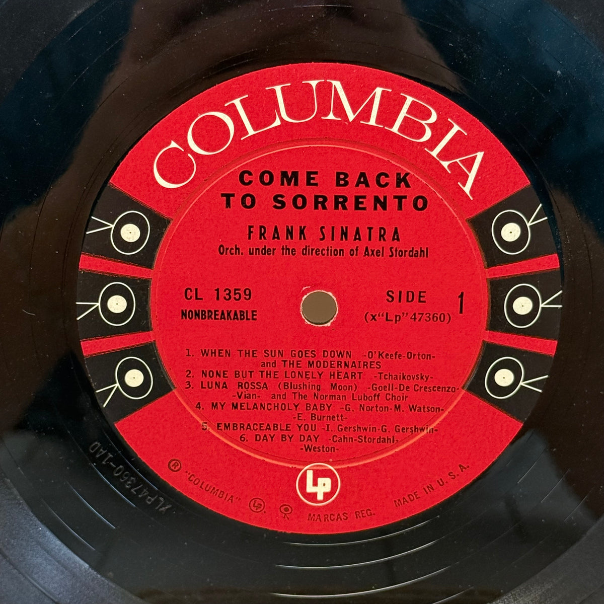 Frank Sinatra Come Back to Sorrento Vinyl LP 1959 - CL 1359