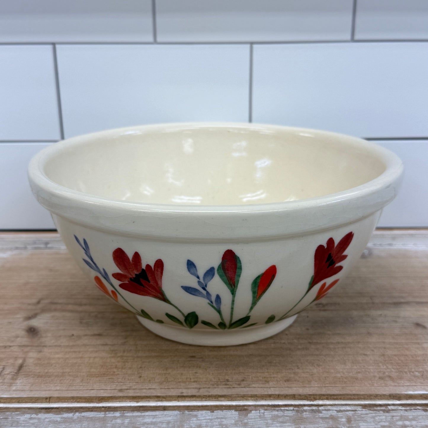 Emerson Creek Pottery Painted Floral Mixing Bowl Ceramic 2012