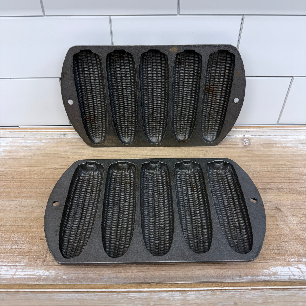 Lodge 527 Cast Iron Corn Stick Pans Set of 2 Vintage 1970s