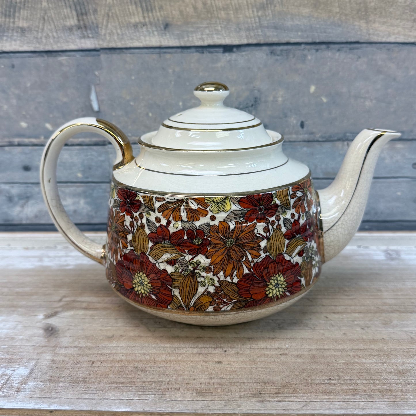 Sadler Floral Porcelain Teapot, Rare Pattern 1940s