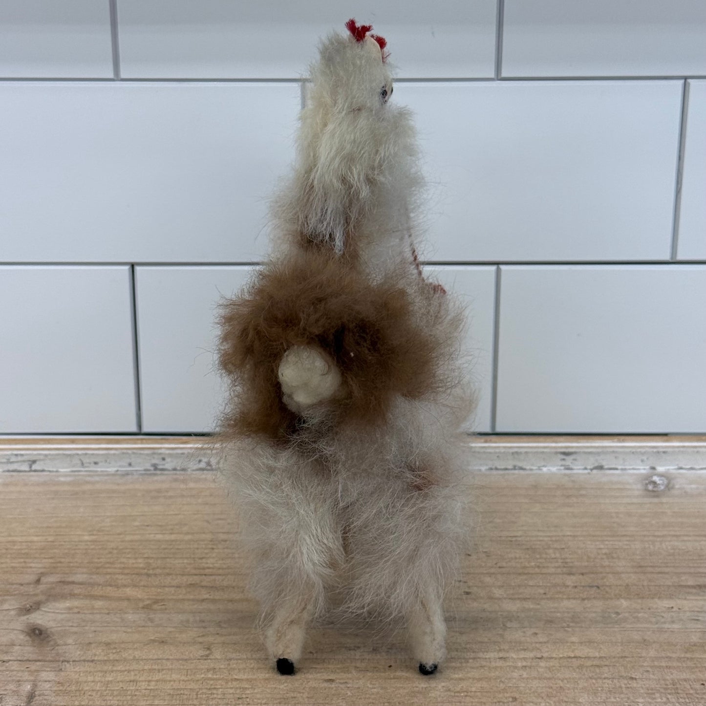 Peruvian Alpaca Fur Figurine Poseable Handmade Llama