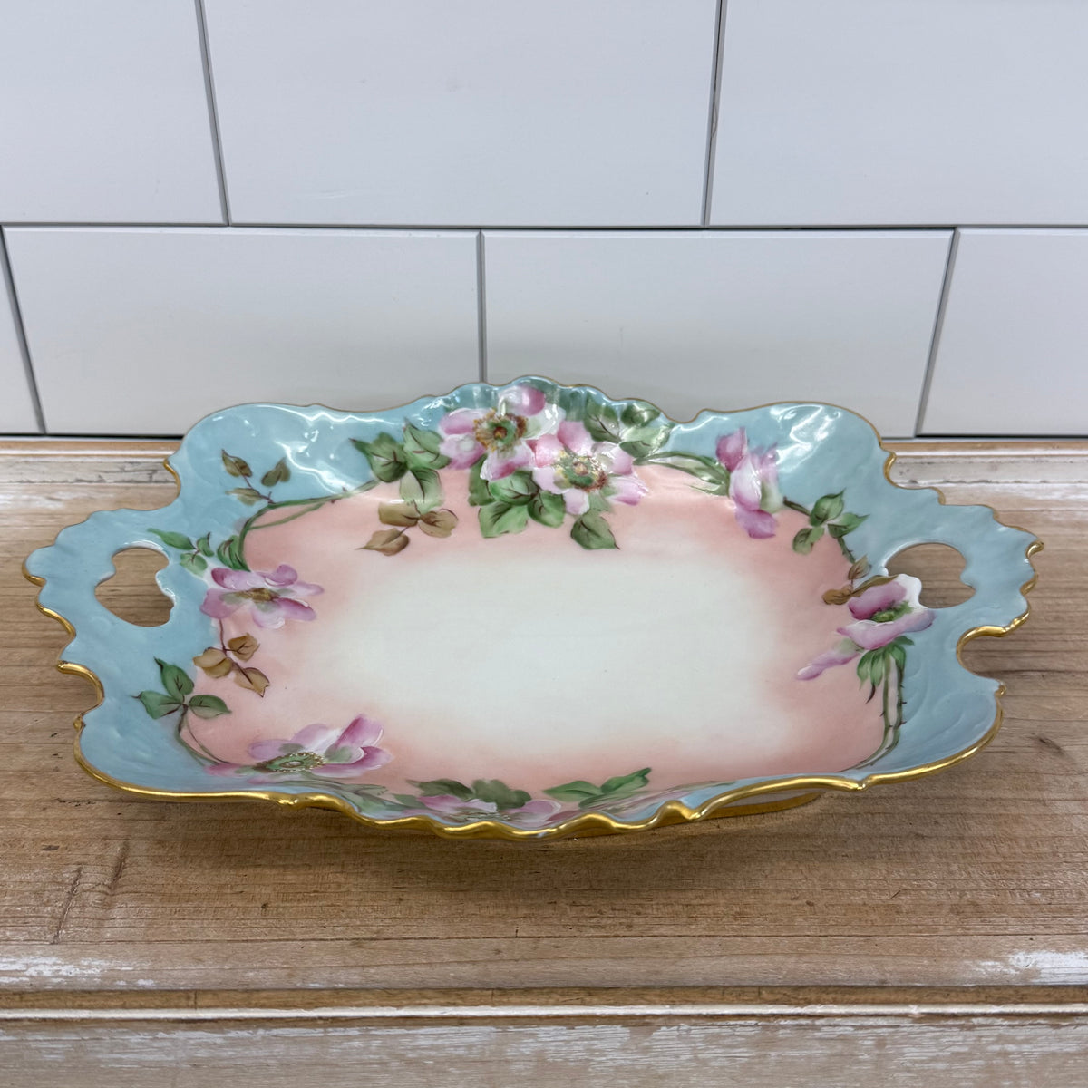 Antique Fürstenberg Brunswick Floral Porcelain Tray Gilt 1920s