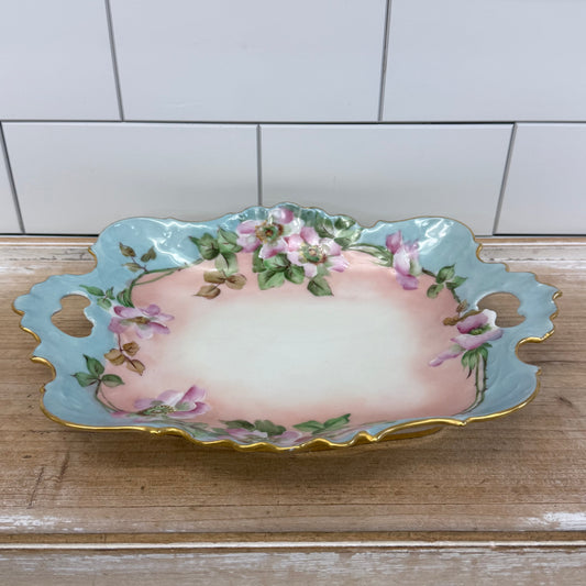 Antique Fürstenberg Brunswick Floral Porcelain Tray Gilt 1920s