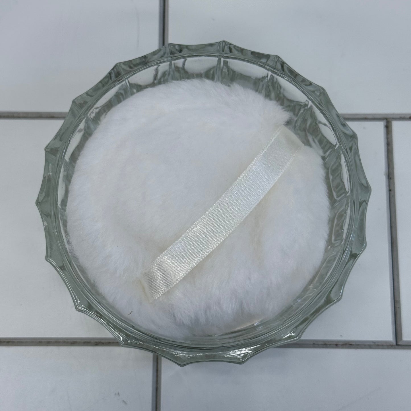 Glass Powder Jar, Silverplated Repoussé Lid