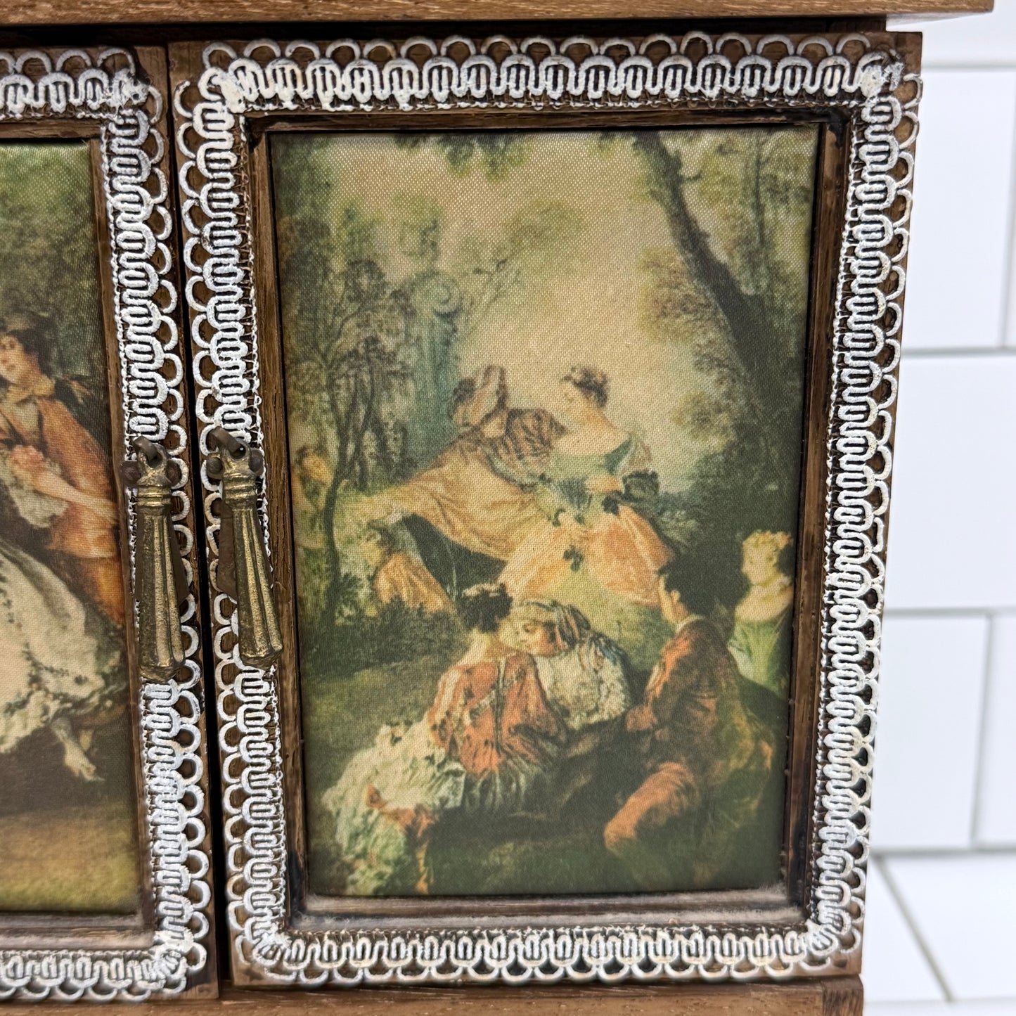 French Provincial Music Box Jewelry Cabinet Chest Vintage