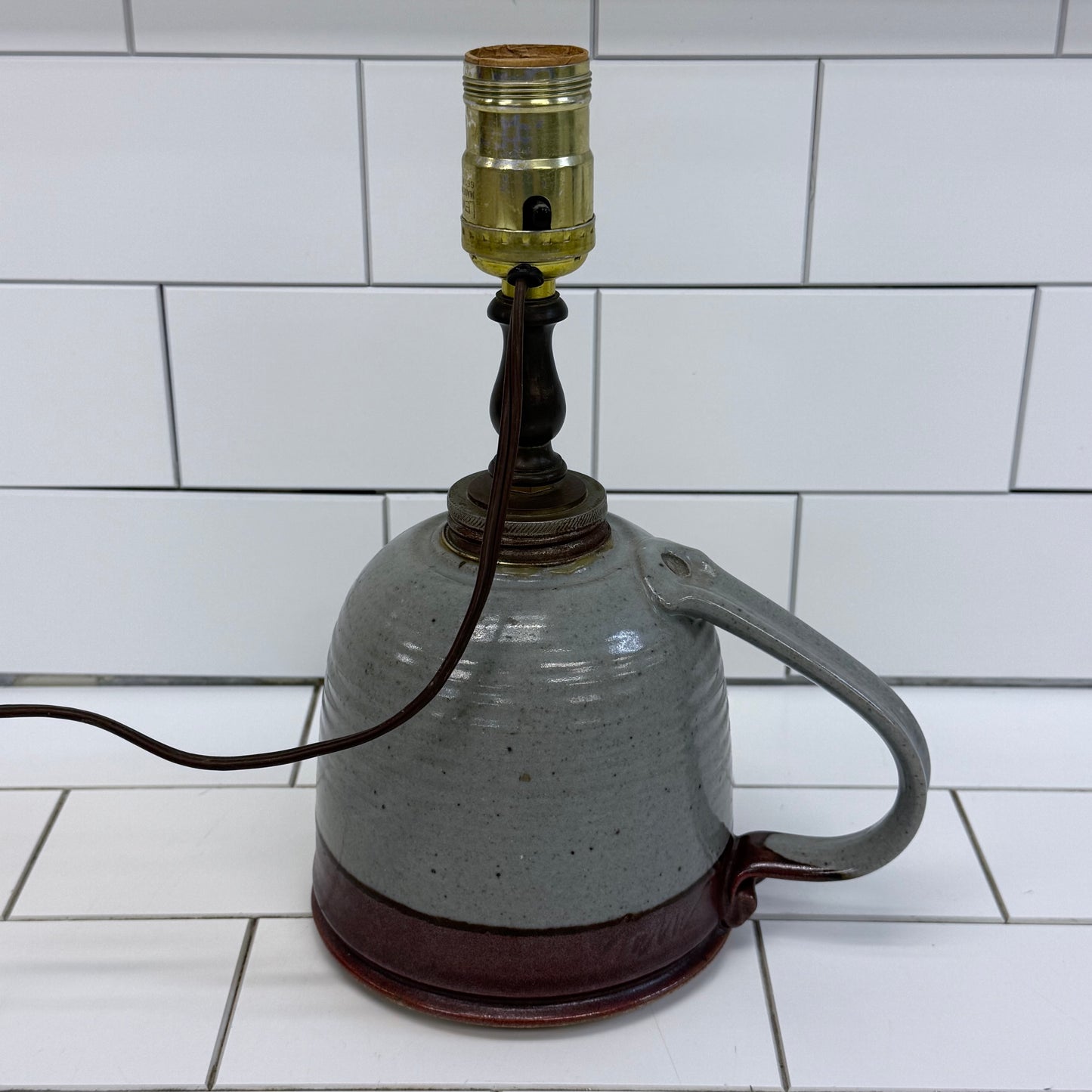Studio Pottery Jug Lamp Pennsylvania Dutch Folk Art