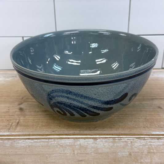Studio Art Pottery Blue Gray Stoneware Bowl