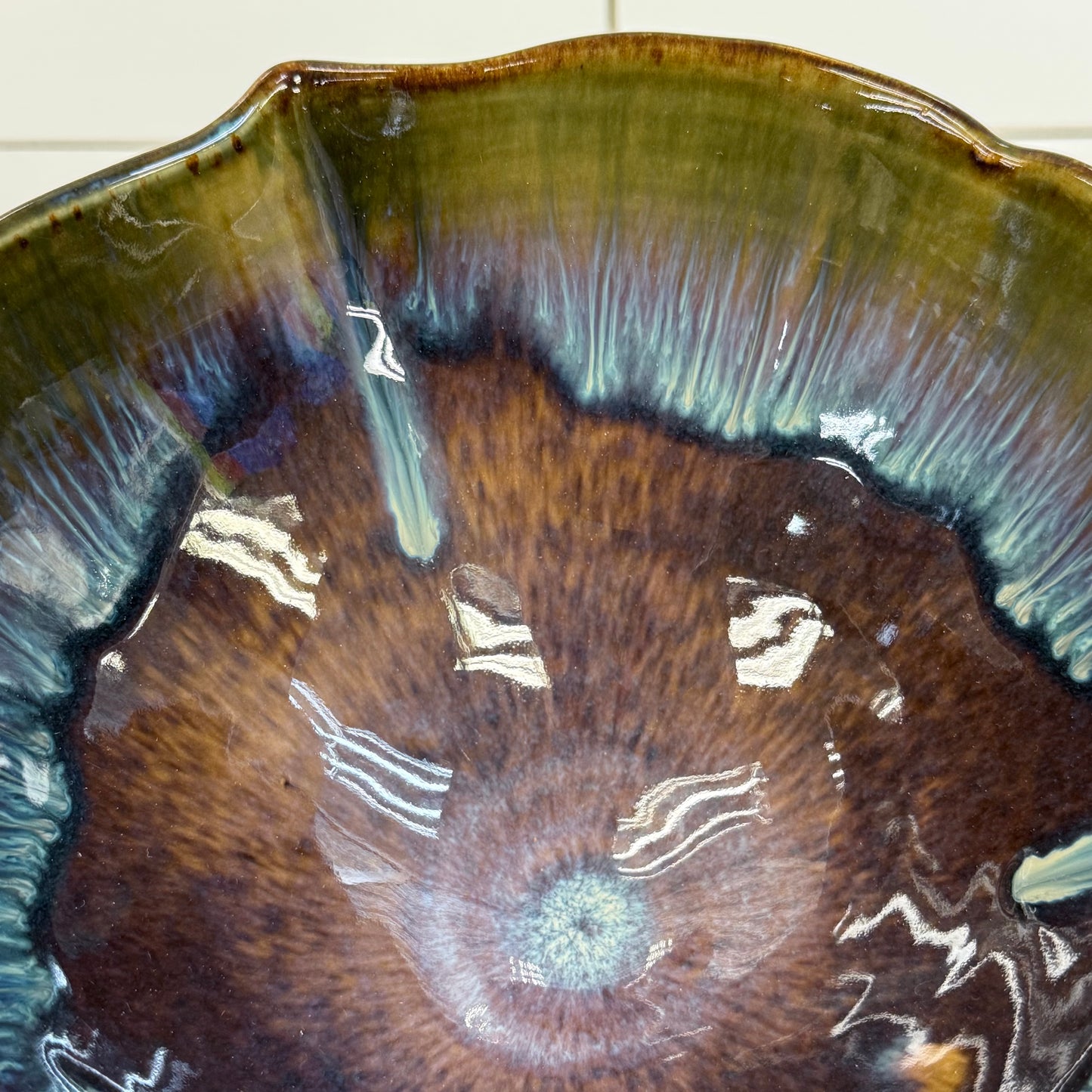 Studio Art Pottery Drip Glaze Ceramic Bowl