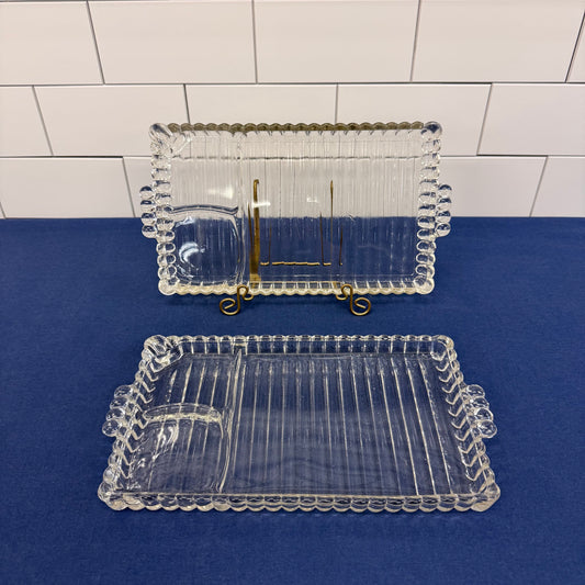 Hazel Atlas Ball & Rib Divided Snack Trays Set of 2