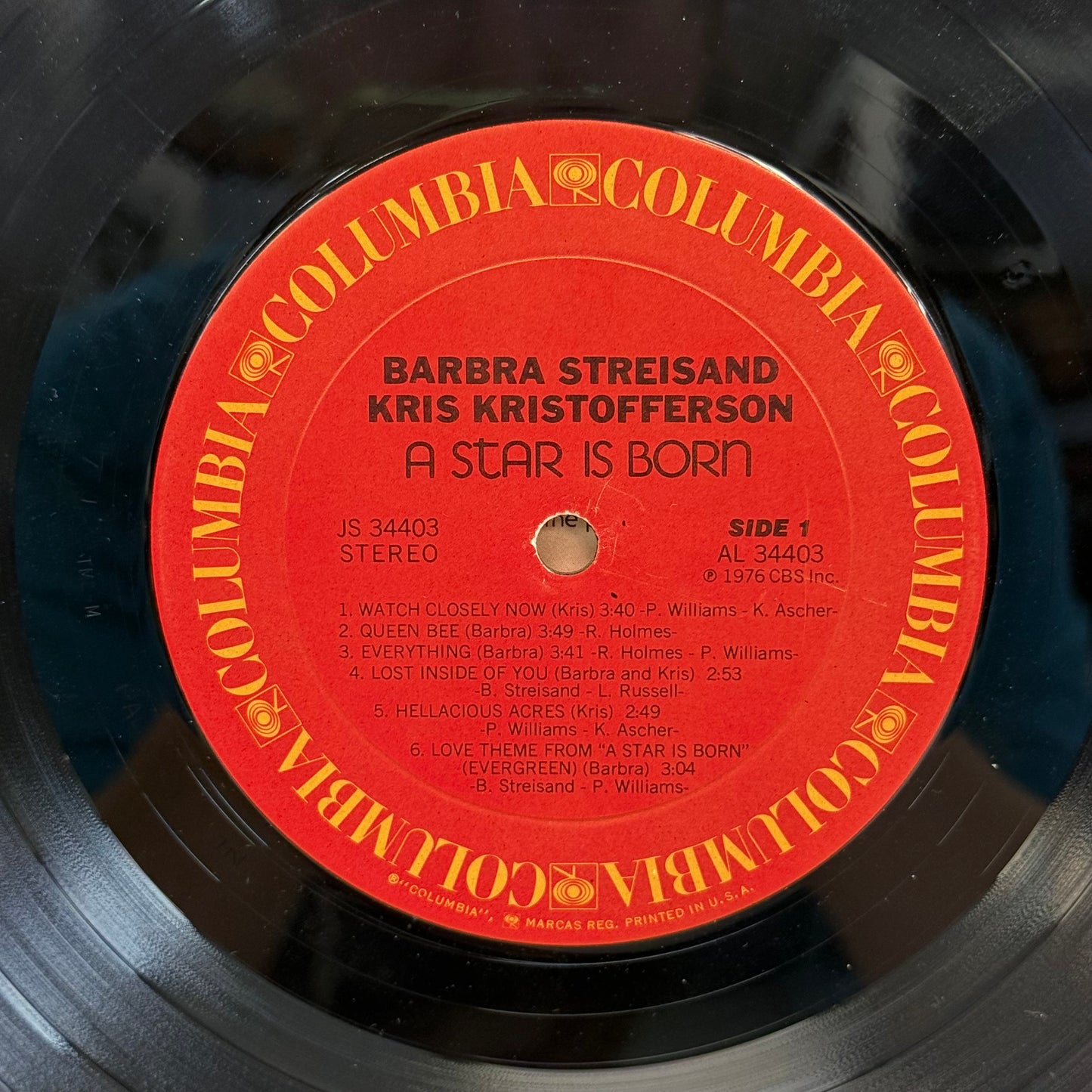 Barbra Streisand Kris Kristofferson A Star Is Born LP 1976 #JS 34403