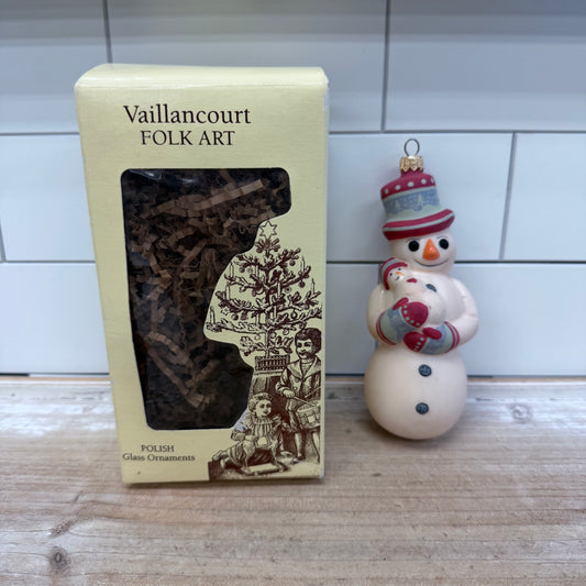 Vaillancourt Folk Art Glass Snowman Ornament