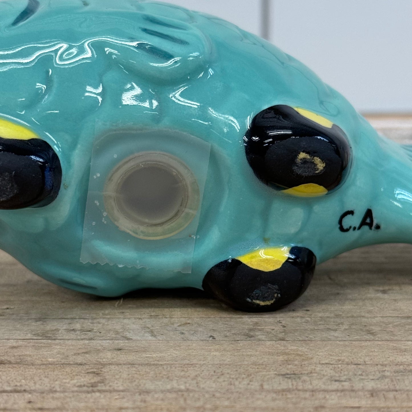 Clay Art Cat Driving Fish Car Salt & Pepper Shakers 1990s Ceramic