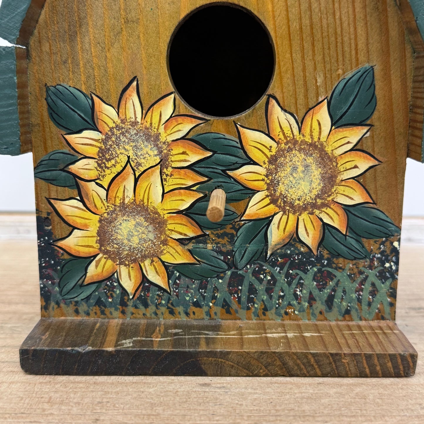 Sunflower Church Birdhouse Painted Wood Farmhouse Folk Art
