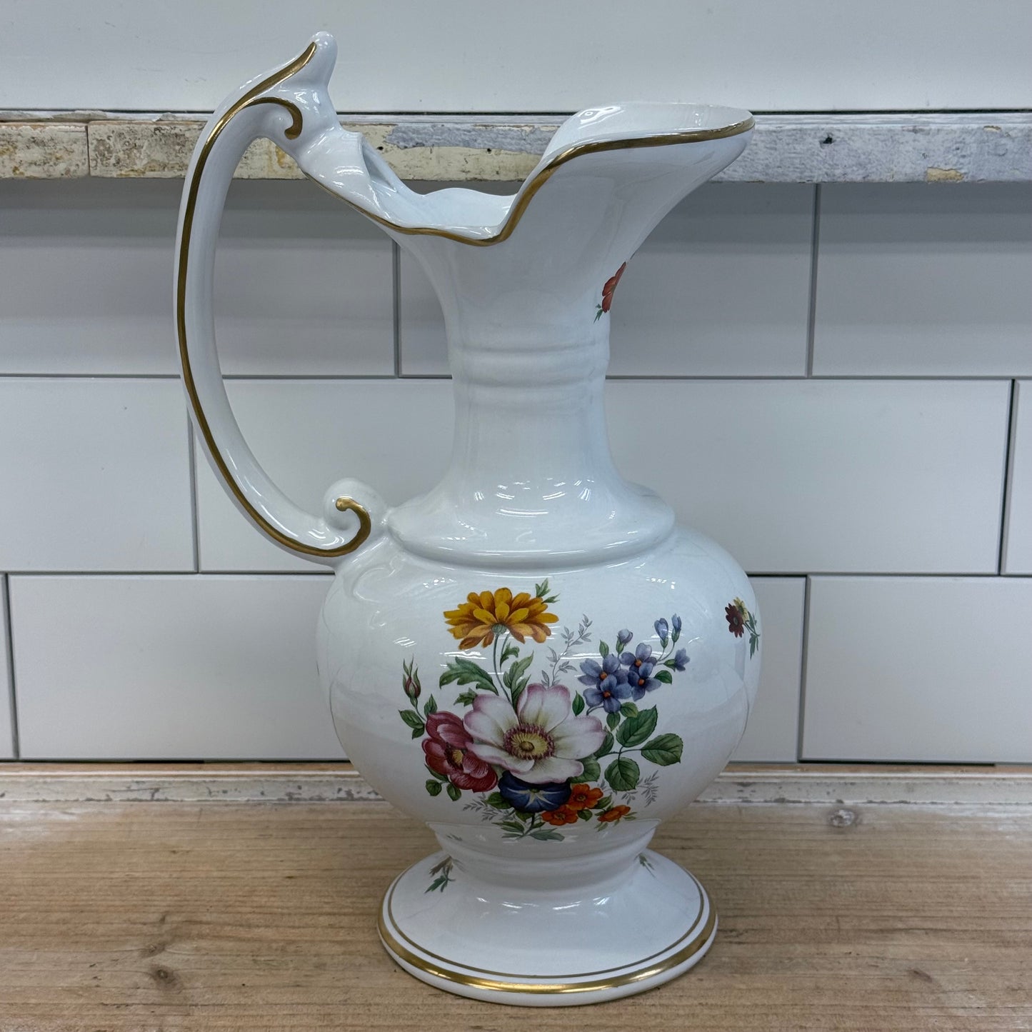 Porcelaine de Bruxelles Floral Pitcher 1960s