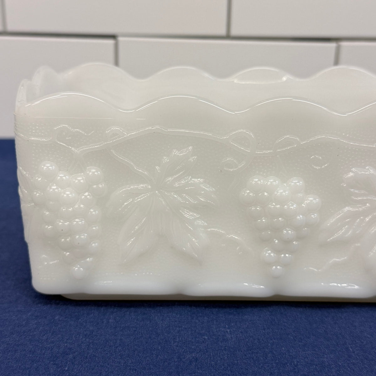 Anchor Hocking Fire-King Milk Glass Grape Vine Planter