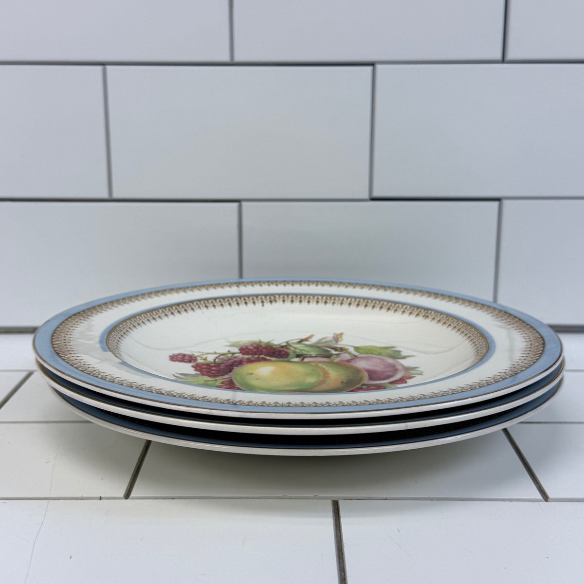 Crown Ducal Fruit Plates Set of 3 Vintage English Pottery 1940s
