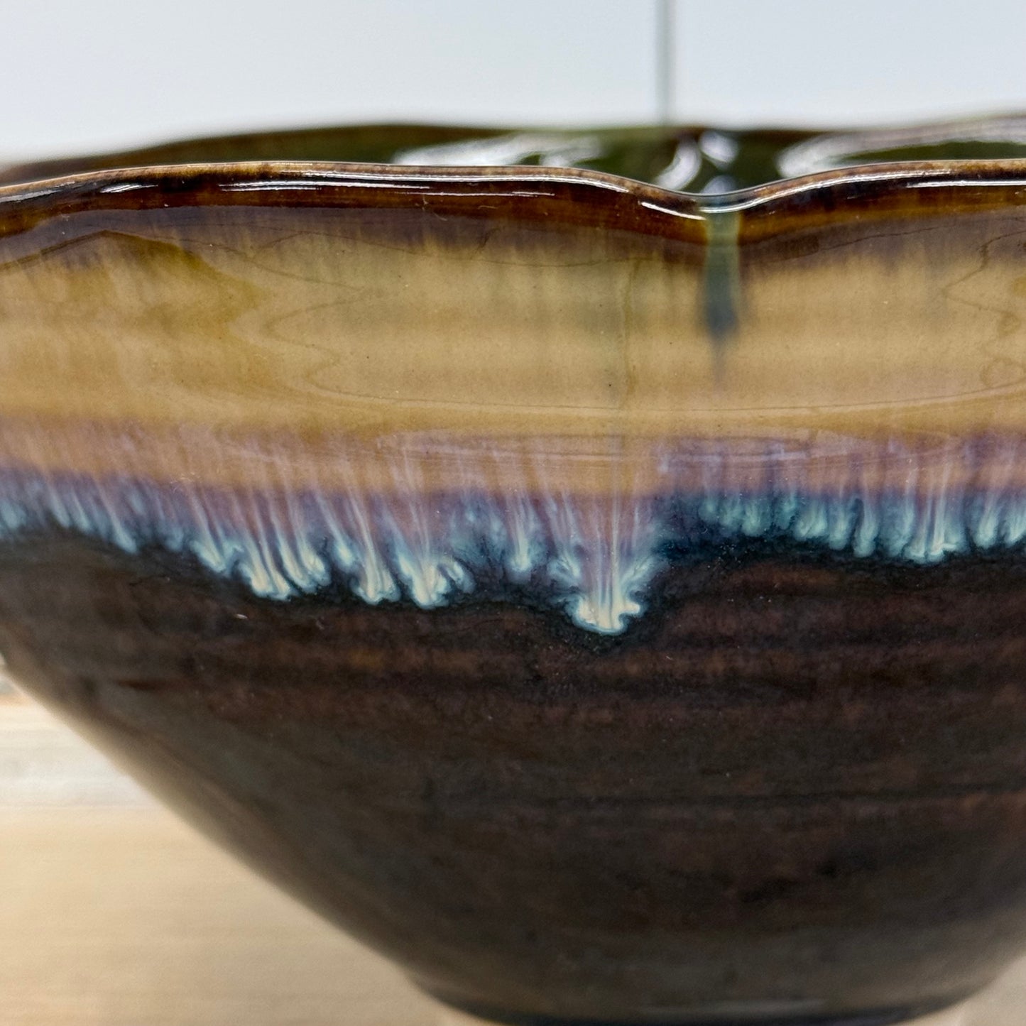 Studio Art Pottery Drip Glaze Ceramic Bowl