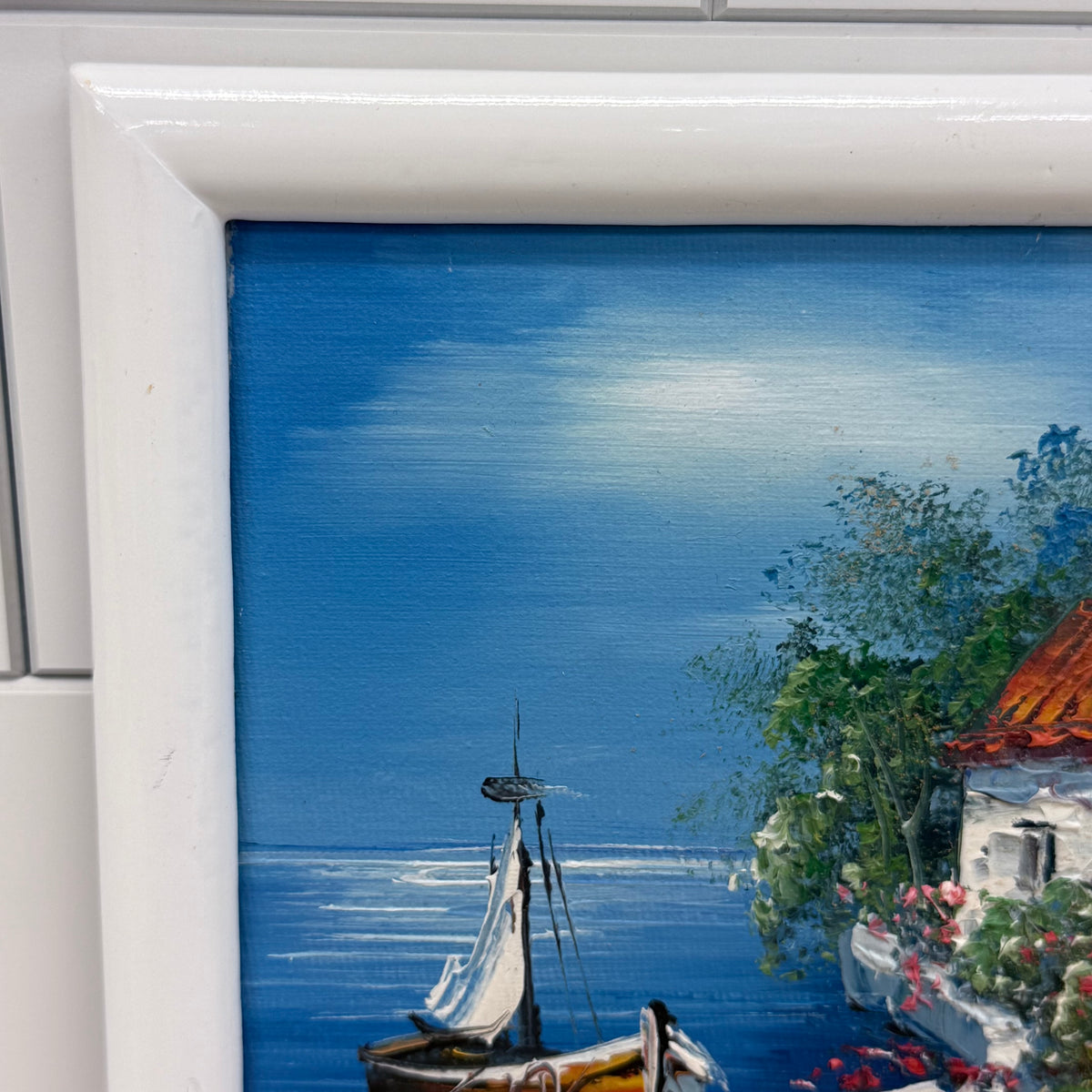 Original Oil Painting Mediterranean Coastal Scene Set