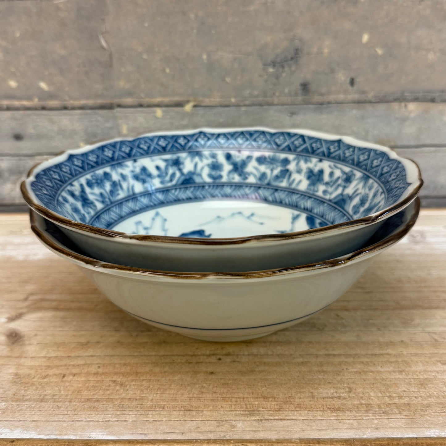 Arita Blue & White Pottery Bowls, Set of 2