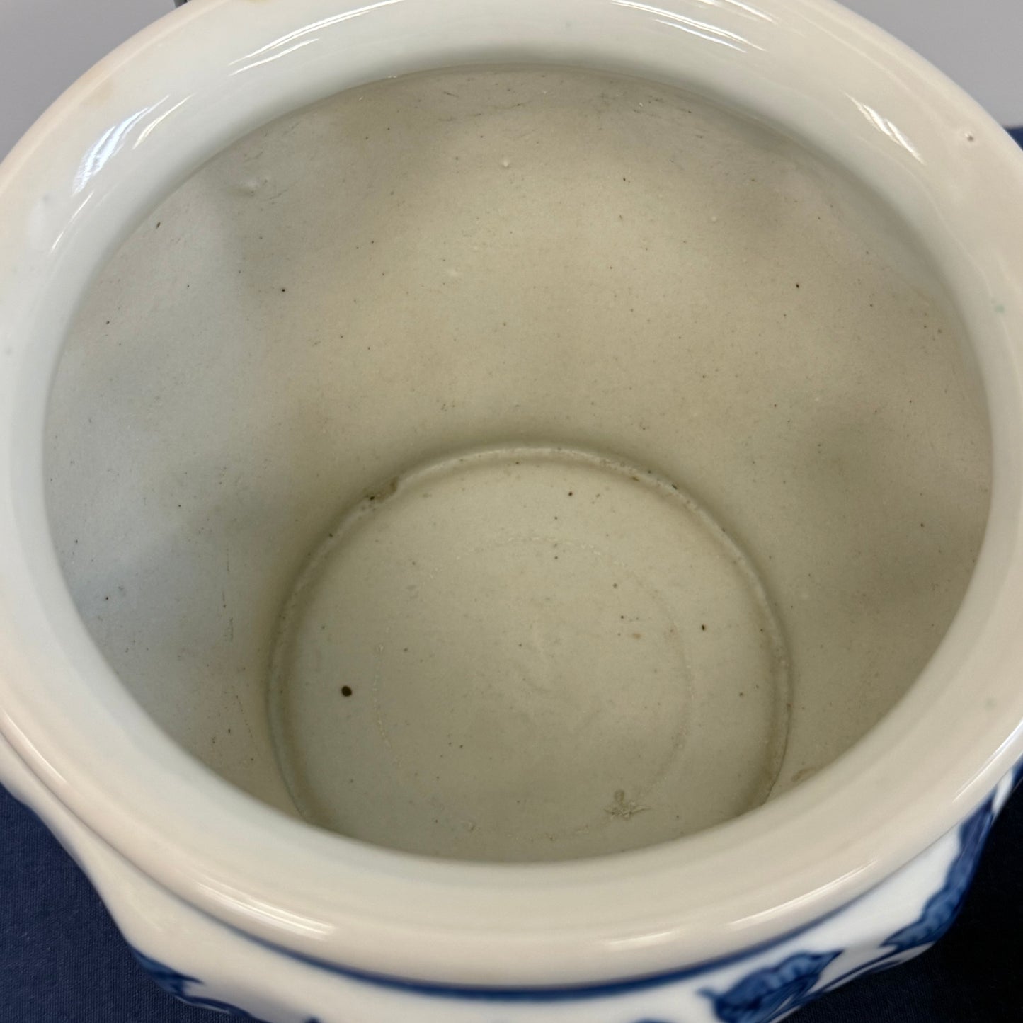 Blue White Floral Ceramic Planters Cachepots Set of 2