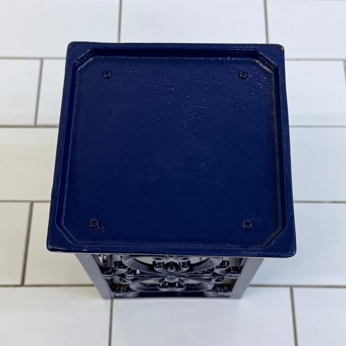 Navy Blue Cast Iron Cookbook Stand & Utensil Holder Set