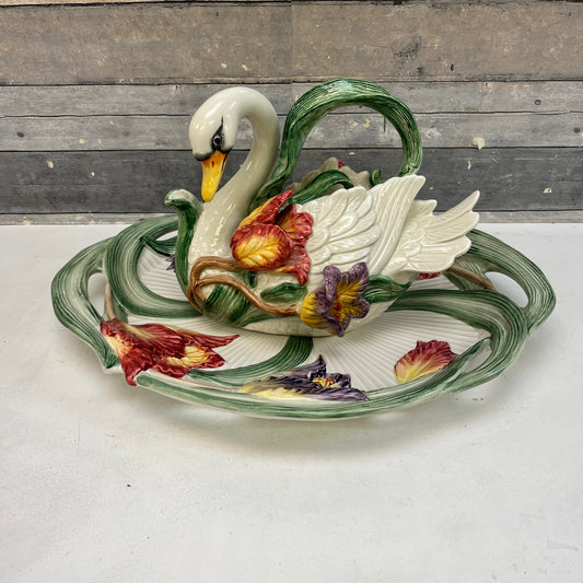 Fitz & Floyd Swan & Tulip Platter set of 2, 1995