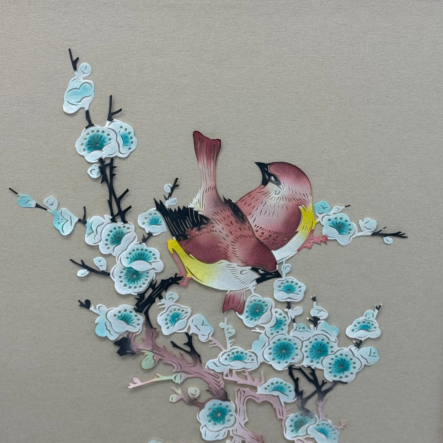 Cut Paper Birds & Plum Blossom Artwork