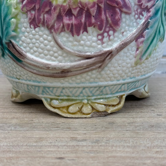 Antique Majolica Floral Jardinière Planter 1930s