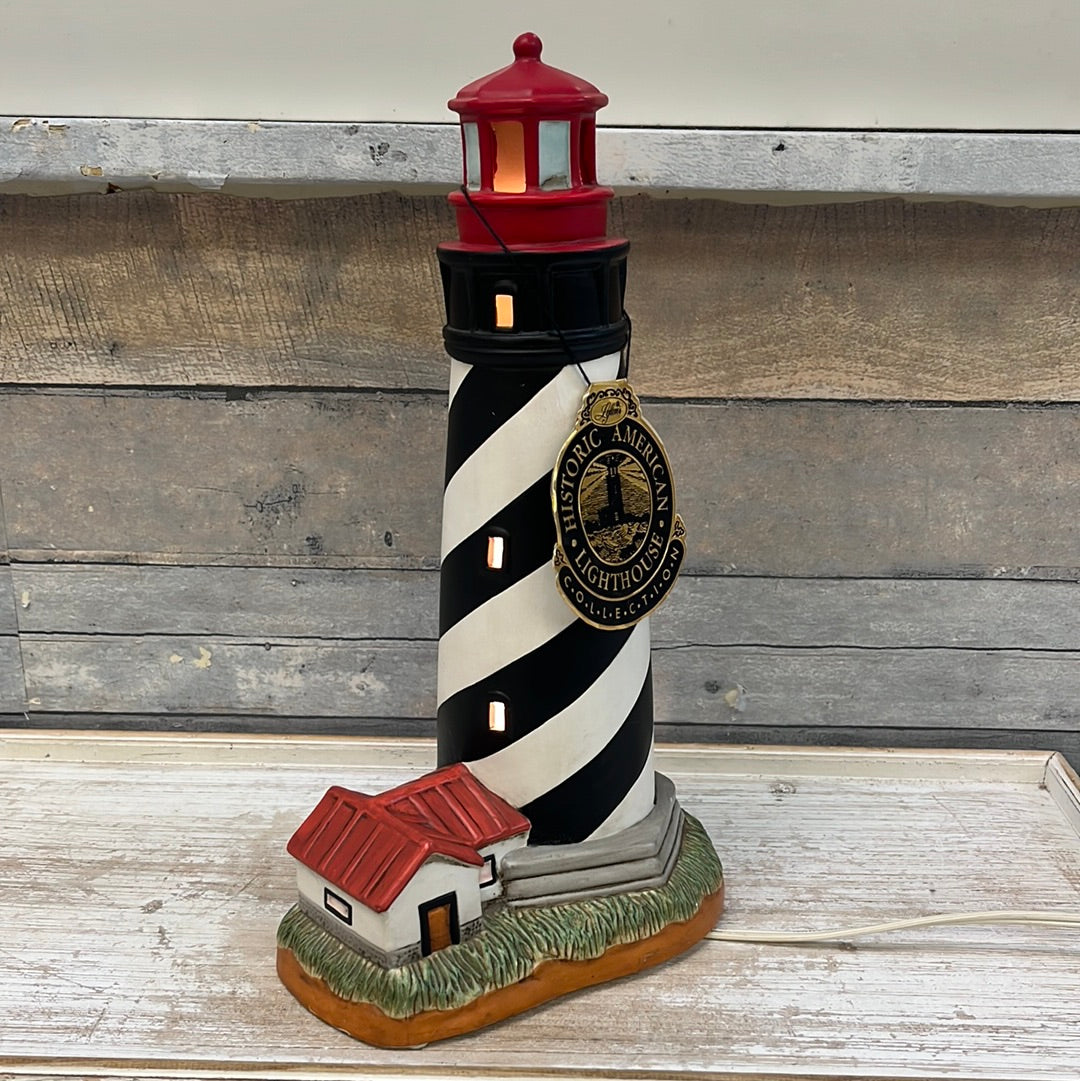 Lefton China St. Augustine Lighthouse Porcelain Lamp #01015, 1993