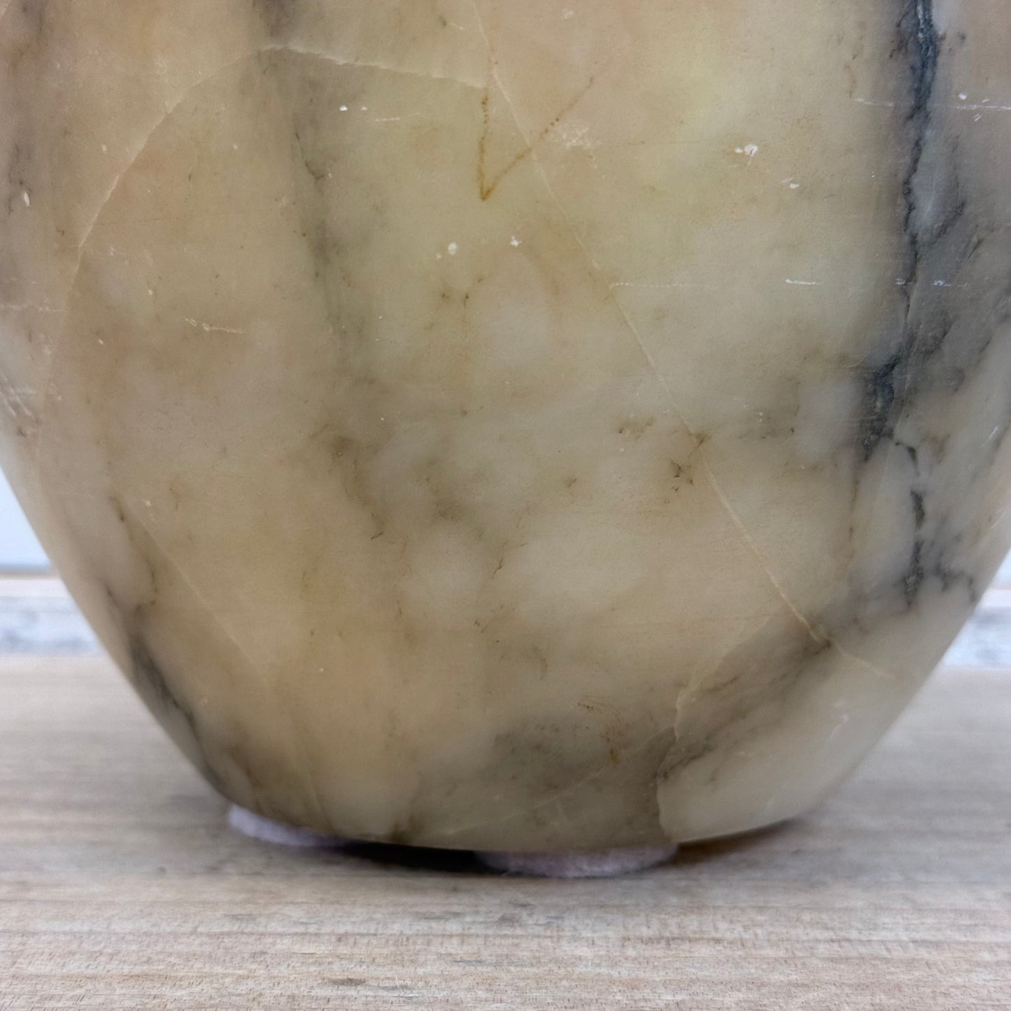 Natural Alabaster Stone Vase Hand Carved Decorative Vessel Vintage