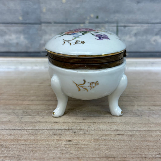 Napco Hand Painted Porcelain Footed Trinket Box