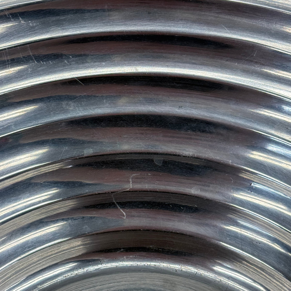 Ribbed Metal Bowl Large Centerpiece 18”