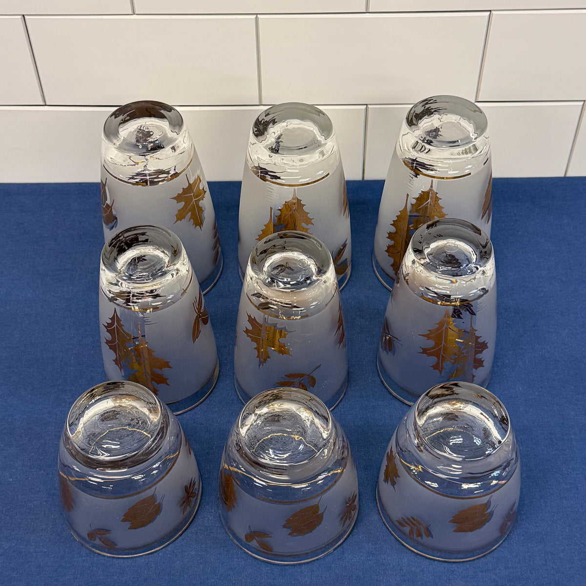 Libbey Golden Foliage Glassware Set of 9 Vintage