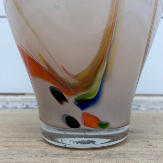 Vintage Murano Style Applied Handle Art Glass Vase