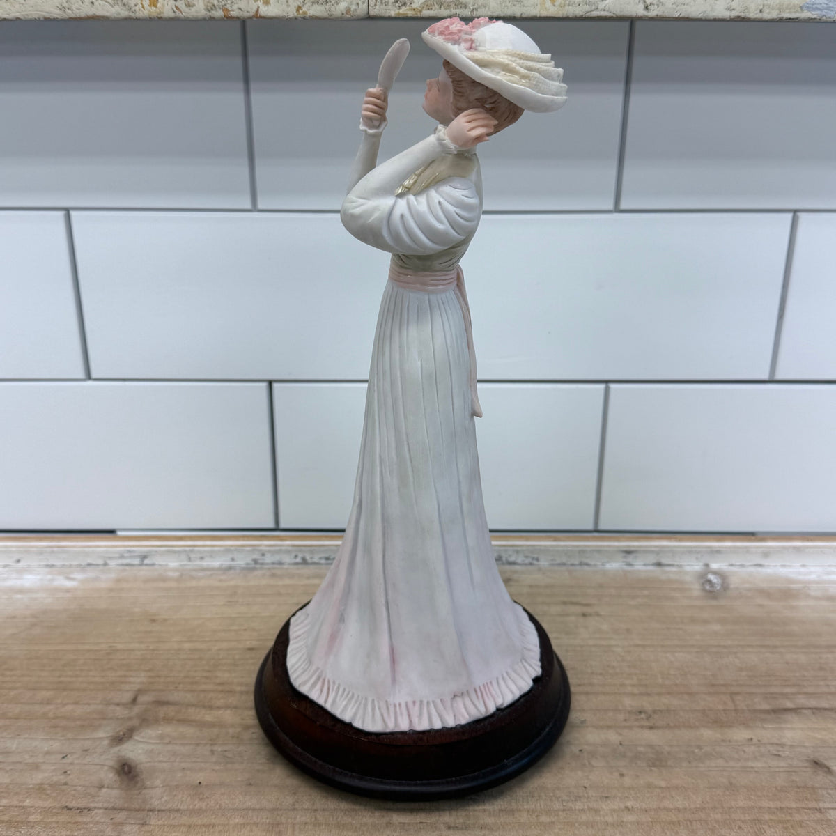 Vintage Edwardian Lady Porcelain Figurine with Mirror 10”