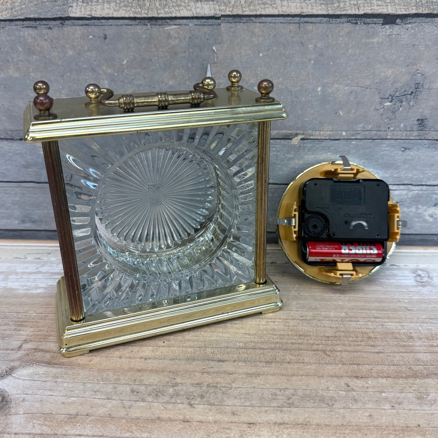 Paul Sebastian Brass Crystal Carriage Quartz Desk Clock