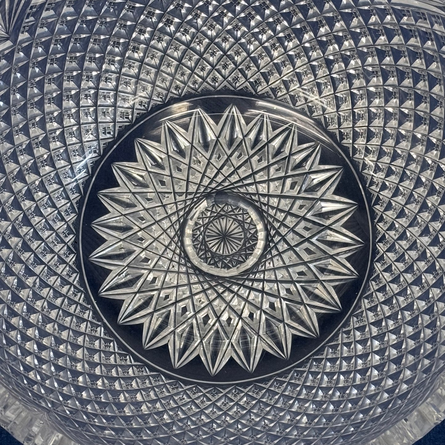 ABP Cut Crystal Bowl Diamond & Fan Pattern c1890-1915