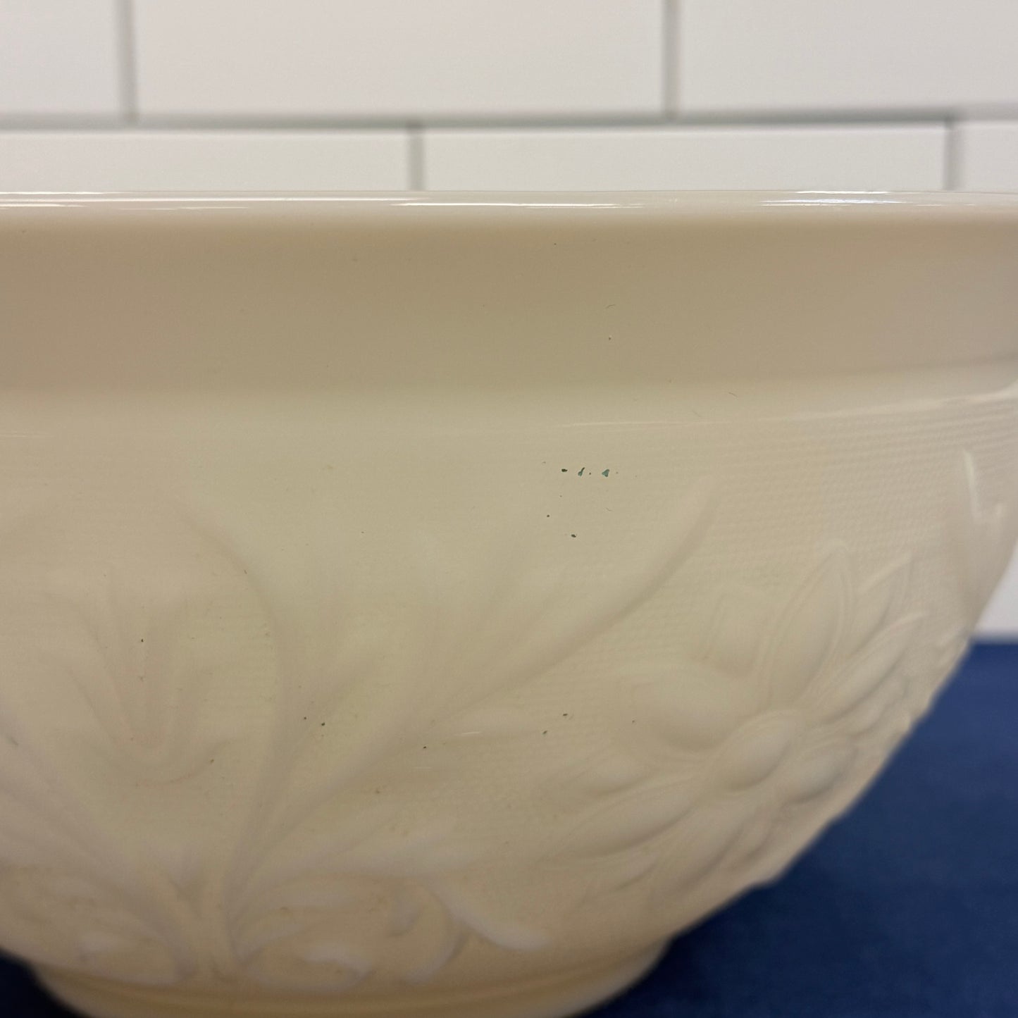 Anchor Hocking Milk Glass Punch Bowl & 10 Cup Set 1960s