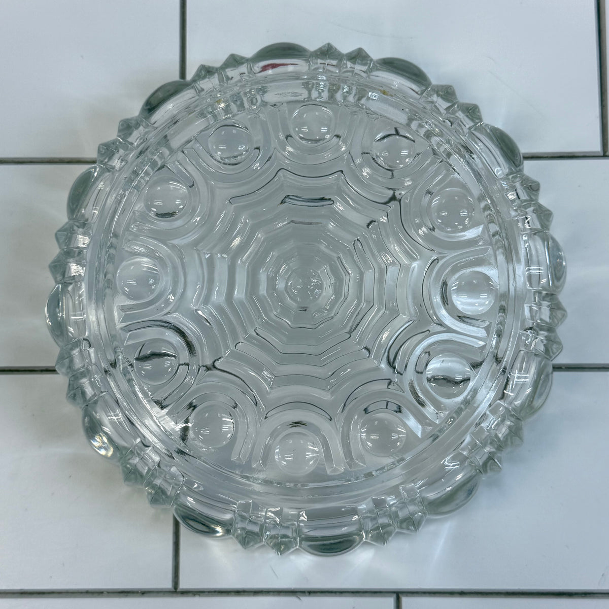 Vintage Cranberry Pink Clear Pressed Glass Covered Candy Dish