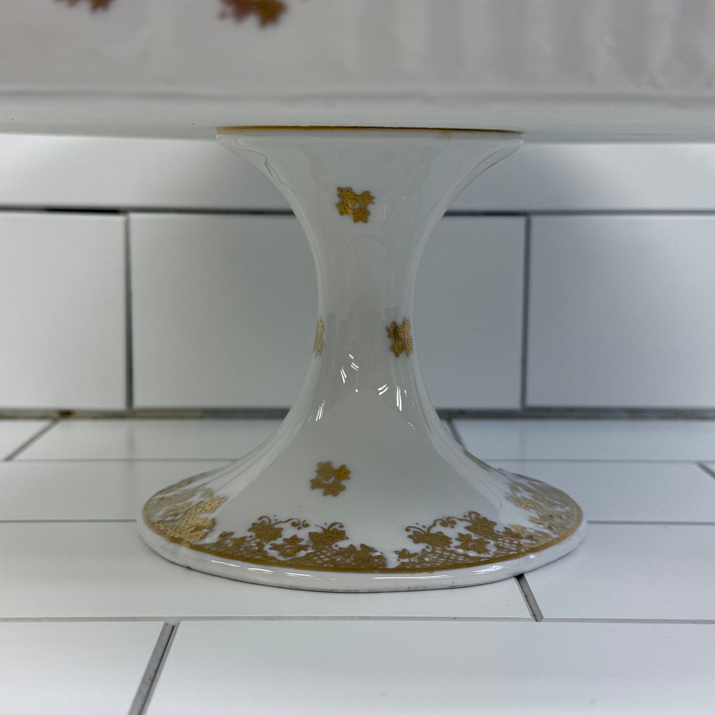 Porcelaine de France Cake Stand, Hand Painted Gilded
