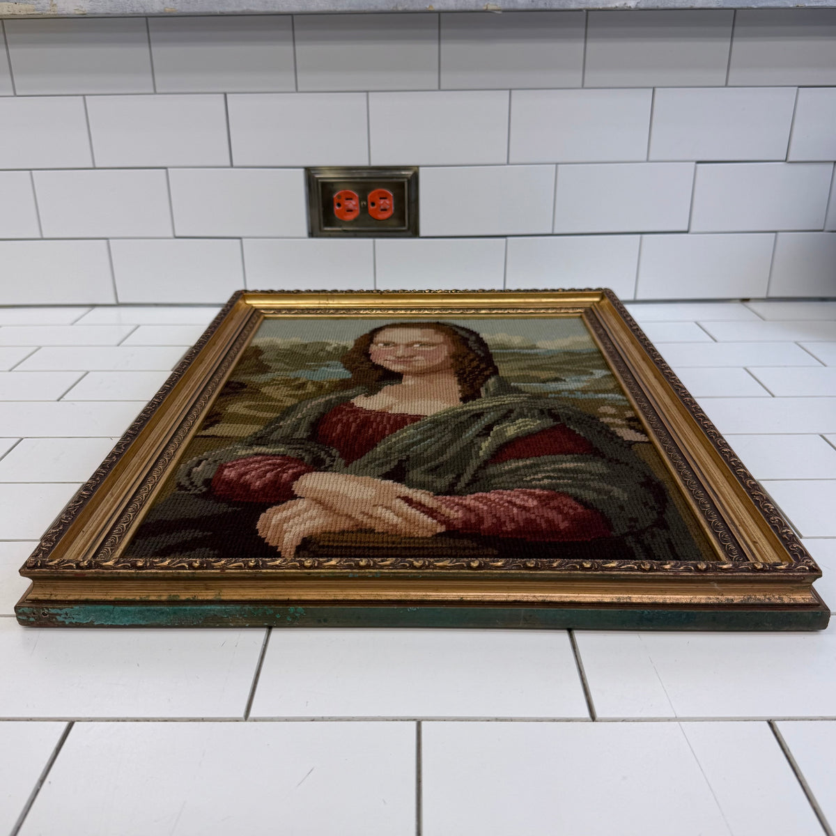 Leonardo da Vinci Mona Lisa Framed Needlepoint Art
