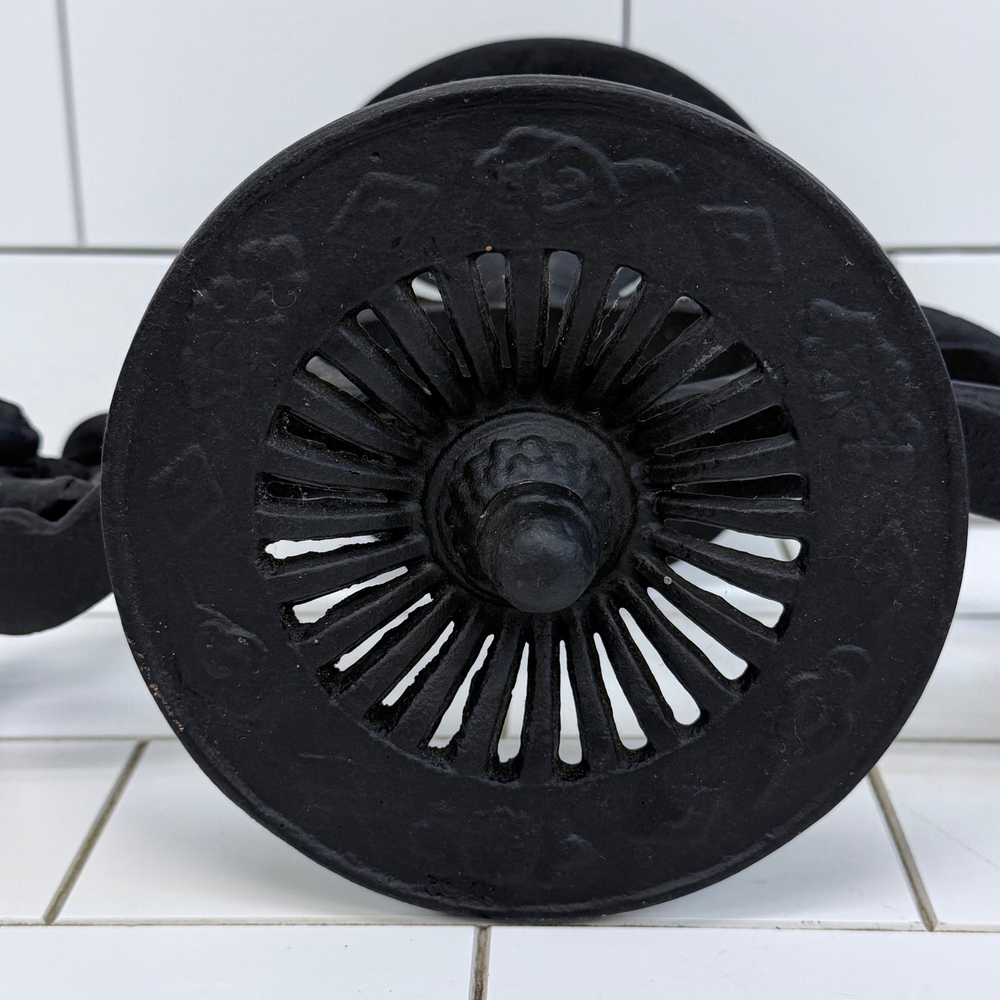 Japanese Cast Iron Rolling Wagon Planter Pot Holder Vintage