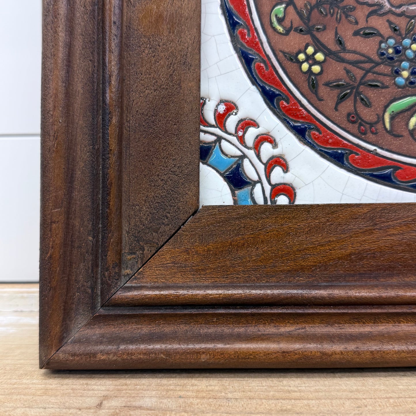 Ceramiberica Spain Framed Bird Tile, Glazed Terracotta