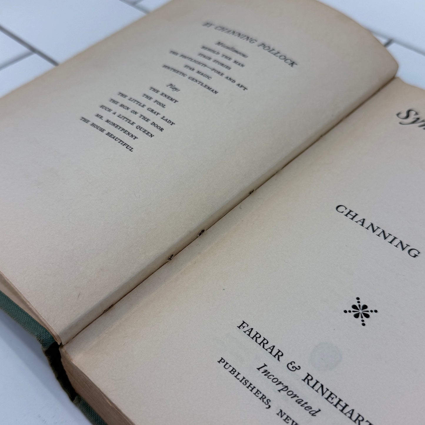 Synthetic Gentleman by Channing Pollock 1934 Vintage Book